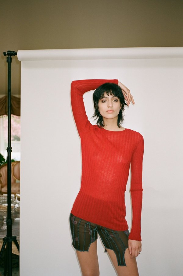 Standard Issue Merino Tulle Top - Red Standard Issue Merino Tulle Top - Red
