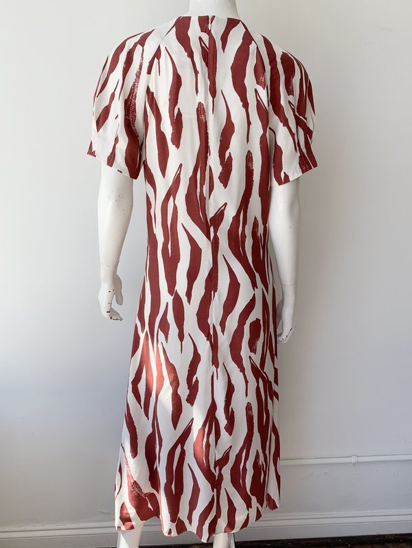 strapless open back dress Red Zebra Print Tie Back Midi Dress  Ro&Zo