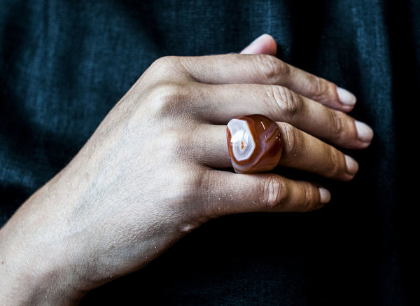 F O L D Agate Bulb ring - Brown F O L D Agate Bulb ring - Brown
