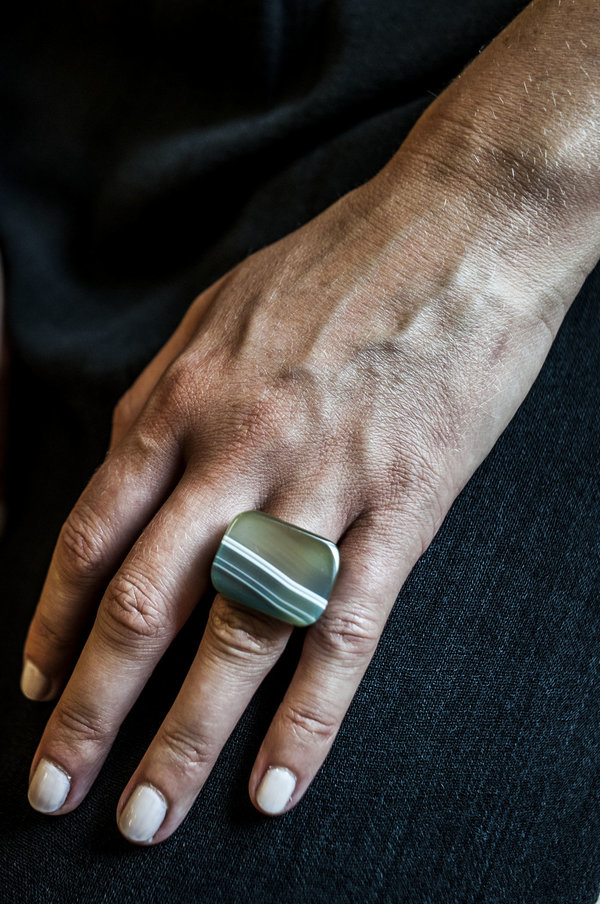 F O L D Agate Ring - Green Olive F O L D Agate Ring - Green Olive
