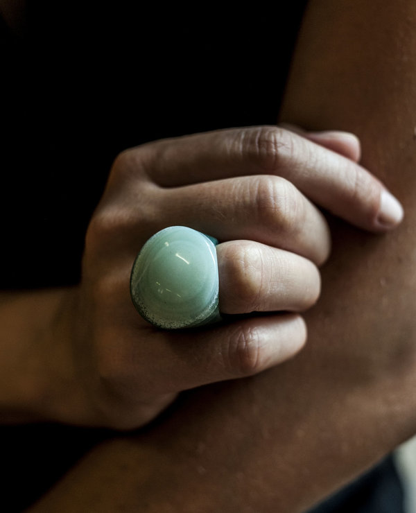 F O L D Round Agate Ring - Green F O L D Round Agate Ring - Green