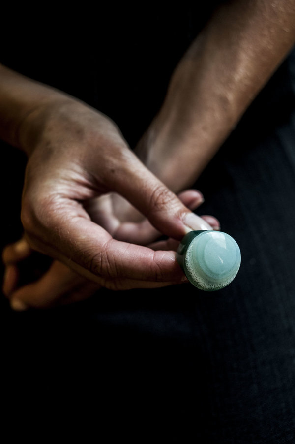 F O L D Round Agate Ring - Green F O L D Round Agate Ring - Green