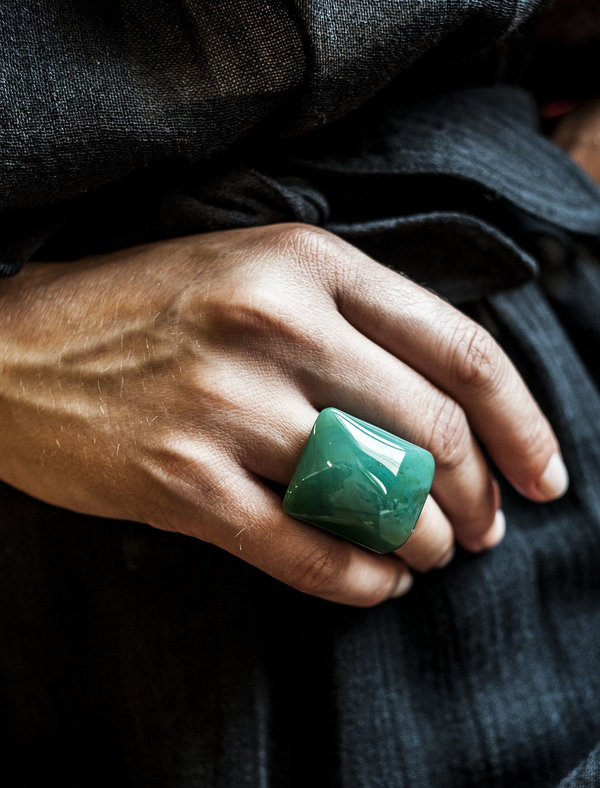 F O L D Square Agate Ring - Green F O L D Square Agate Ring - Green
