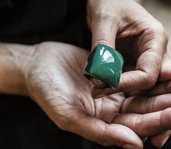 F O L D Square Agate Ring - Green F O L D Square Agate Ring - Green