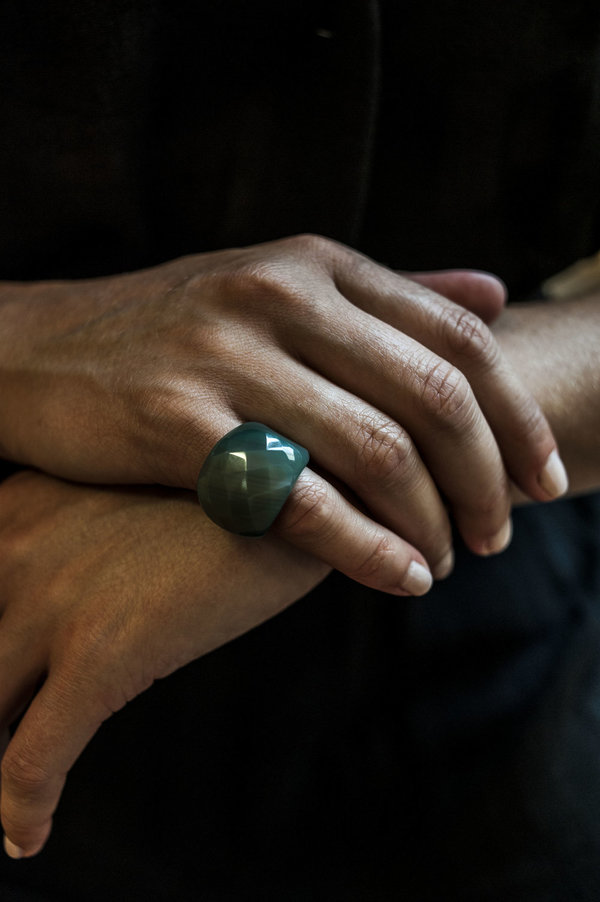 F O L D Criss Cross Agate ring - Green F O L D Criss Cross Agate ring - Green