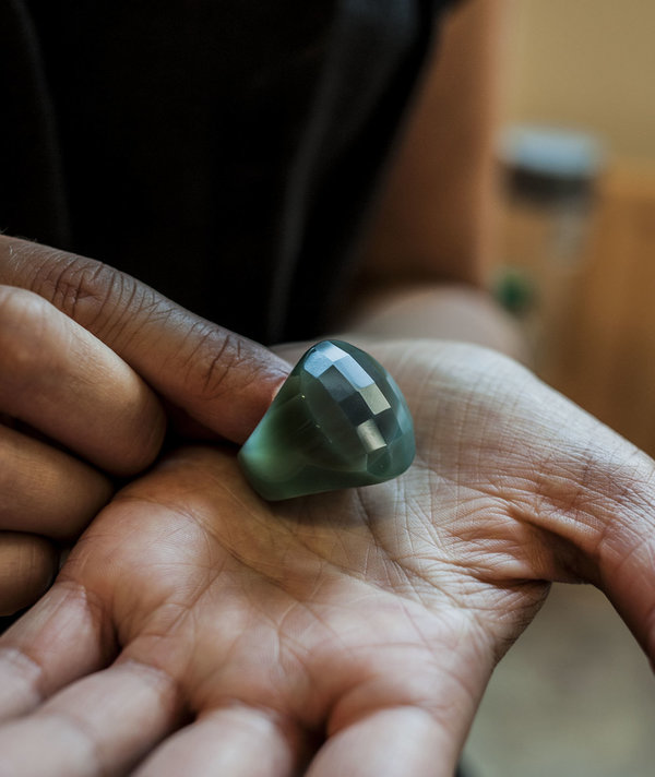 F O L D Criss Cross Agate ring - Green F O L D Criss Cross Agate ring - Green