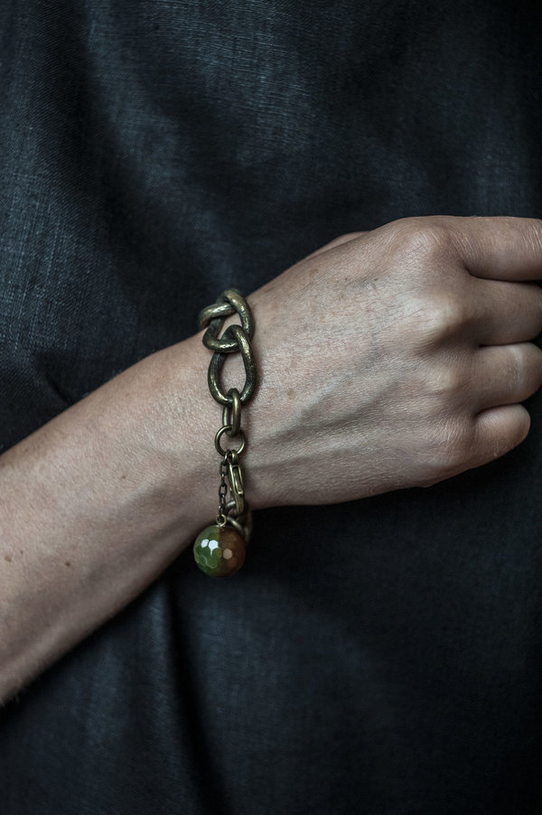 Vintage Pendant Bracelet - Solid Brass/Agate Vintage Pendant Bracelet - Solid Brass/Agate