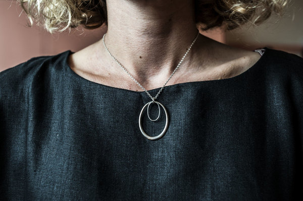 Vintage Double Oval Necklace - Sterling Silver Vintage Double Oval Necklace - Sterling Silver