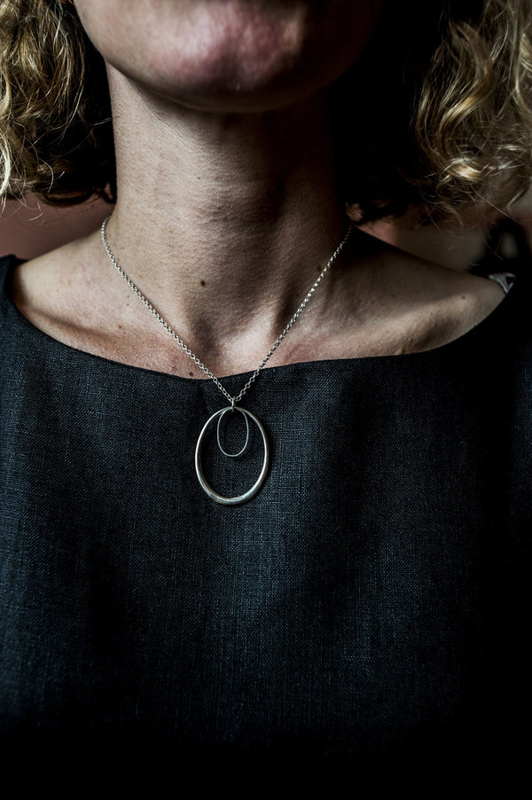 Vintage Double Oval Necklace - Sterling Silver Vintage Double Oval Necklace - Sterling Silver
