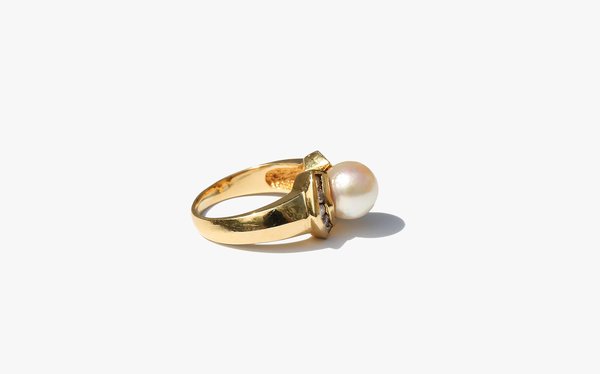 Kindred Black Deco Pearl and Diamond Ring - 14k Gold Kindred Black Deco Pearl and Diamond Ring - 14k Gold