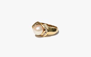 Kindred Black Deco Pearl and Diamond Ring - 14k Gold Kindred Black Deco Pearl and Diamond Ring - 14k Gold