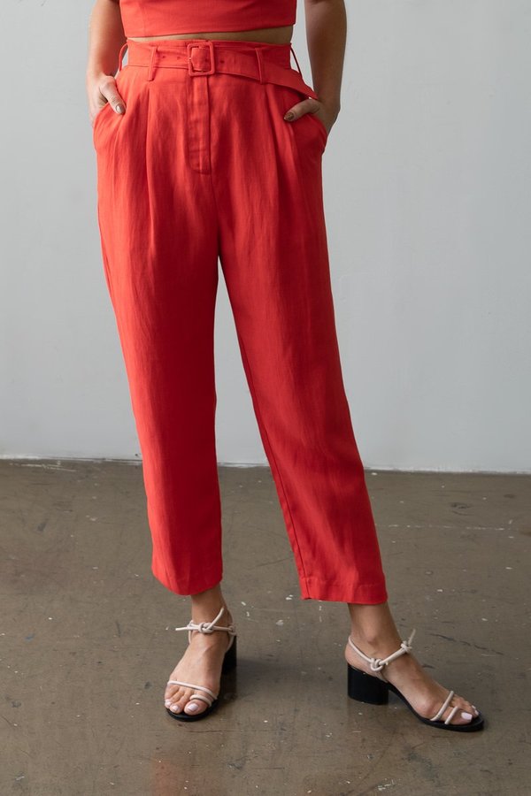 Waltz Belted Trouser - Poppy Waltz Belted Trouser - Poppy