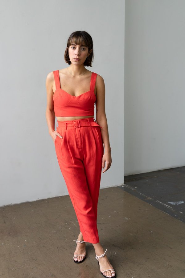 Waltz Belted Trouser - Poppy Waltz Belted Trouser - Poppy