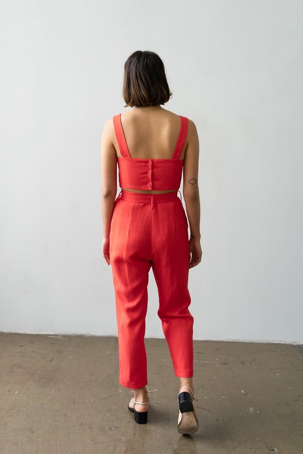 Waltz Belted Trouser - Poppy Waltz Belted Trouser - Poppy