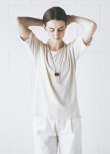 Black Crane - Back Seam Short Sleeve in Cream Black Crane - Back Seam Short Sleeve in Cream