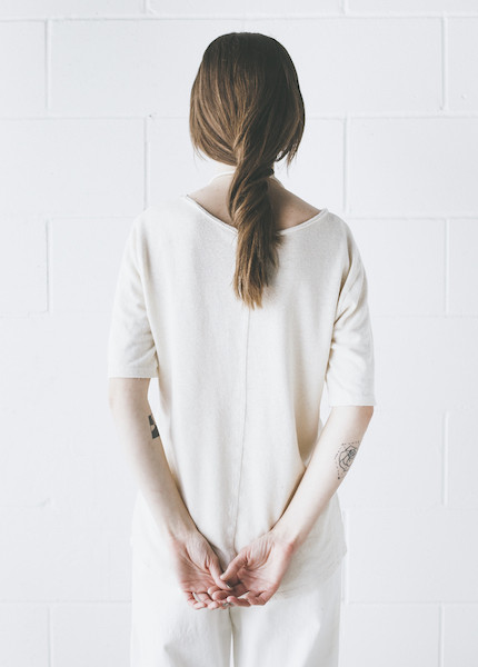 Black Crane - Back Seam Short Sleeve in Cream Black Crane - Back Seam Short Sleeve in Cream