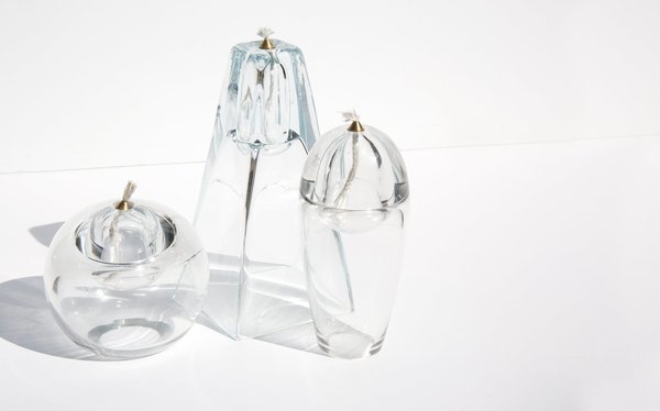 Vintage Oil Candle Trio - Clear Glass Vintage Oil Candle Trio - Clear Glass