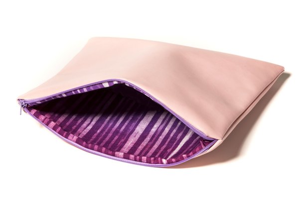 Fashion Rising Collection Vegan Leather Print Hand Batik Medium Carry-All - Violet/Pink Stripe Fashion Rising Collection Vegan Leather Print Hand Batik Medium Carry-All - Violet/Pink Stripe