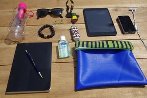 Fashion Rising Collection Vegan Leather Print Hand Batik Medium Carry-All - Violet/Pink Stripe Fashion Rising Collection Vegan Leather Print Hand Batik Medium Carry-All - Violet/Pink Stripe