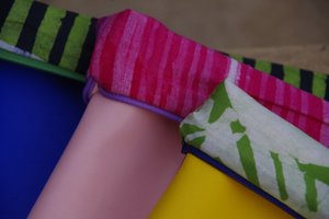 Fashion Rising Collection Vegan Leather Print Hand Batik Medium Carry-All - Violet/Pink Stripe Fashion Rising Collection Vegan Leather Print Hand Batik Medium Carry-All - Violet/Pink Stripe