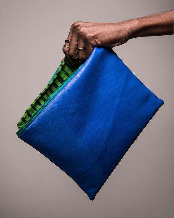Fashion Rising Collection Vegan Leather Print Lining Hand Batik Medium Carry-All - Royal Blue/Green Aggie Fashion Rising Collection Vegan Leather Print Lining Hand Batik Medium Carry-All - Royal Blue/Green Aggie