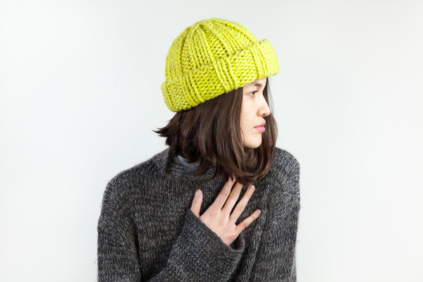 Clyde Arp Knit Hat in Acid Yellow Reflector Clyde Arp Knit Hat in Acid Yellow Reflector