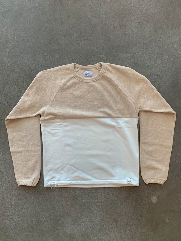 Les Basics Le Ribless Sweat Color Blocked - Stone/White Les Basics Le Ribless Sweat Color Blocked - Stone/White