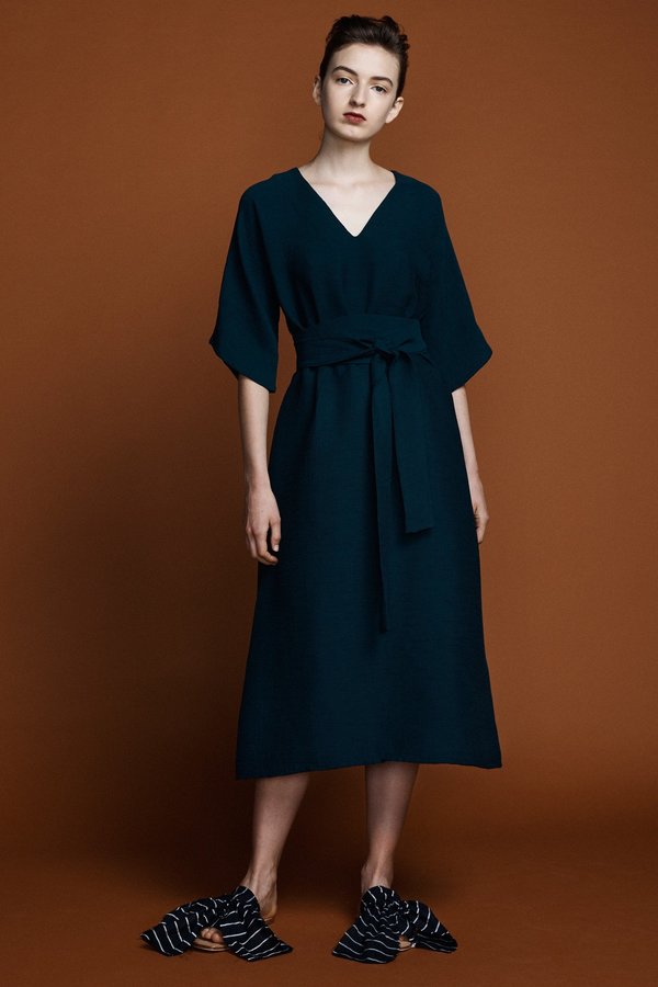 petrol green dress Puff Sleeve Party Dress main image 1