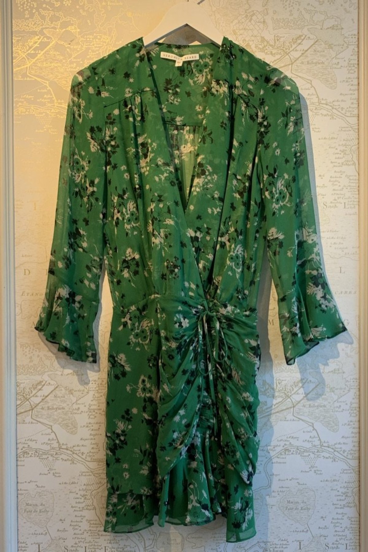 green emerald velvet dress Veronica Beard Mirabel Silk Mini Dress | Dark Hunter Green Multi