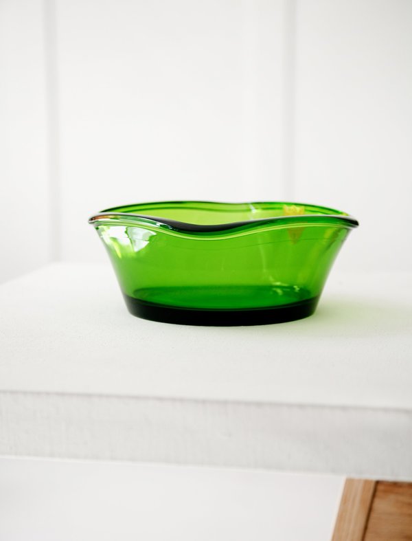 vintage Bayel French Green Glass Bowl vintage Bayel French Green Glass Bowl