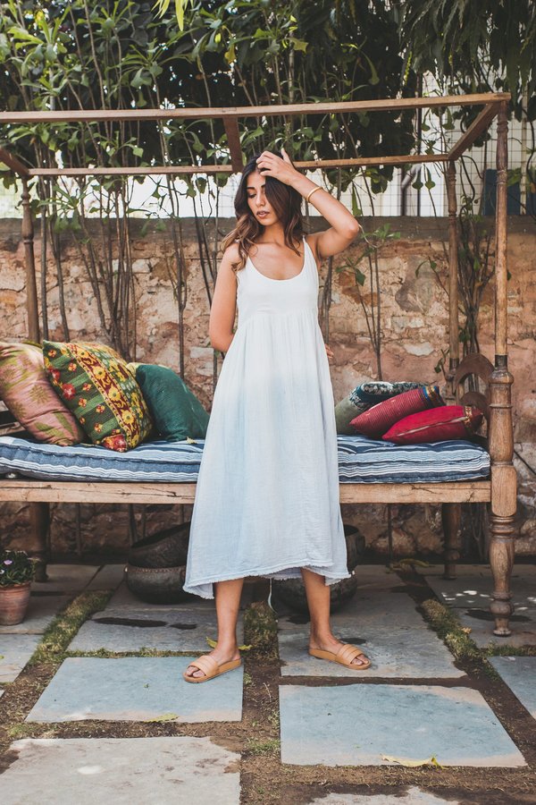 full length slip dress Vintage Slip Maxi Dress | Watercolor Pansy