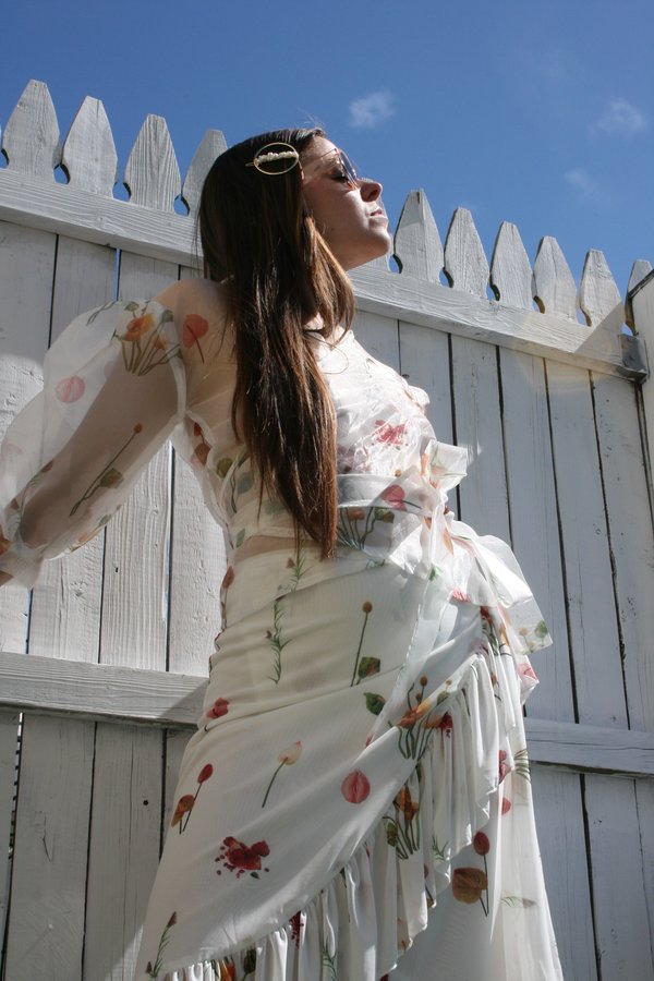 Aéryne Agathe Organza Floral Print Wrap Top - White Fleures Sauvage Aéryne Agathe Organza Floral Print Wrap Top - White Fleures Sauvage