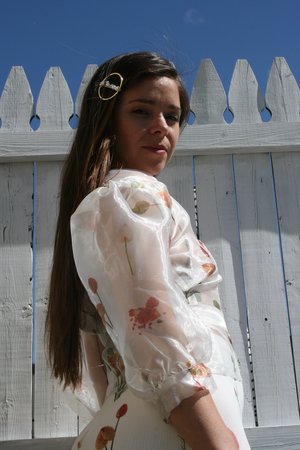 Aéryne Agathe Organza Floral Print Wrap Top - White Fleures Sauvage Aéryne Agathe Organza Floral Print Wrap Top - White Fleures Sauvage
