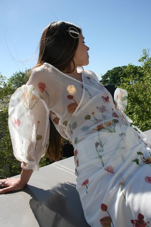 Aéryne Agathe Organza Floral Print Wrap Top - White Fleures Sauvage Aéryne Agathe Organza Floral Print Wrap Top - White Fleures Sauvage