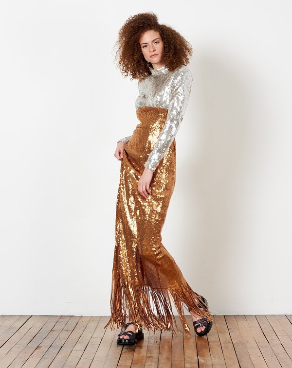 green emerald velvet dress Leeno Top in Gold