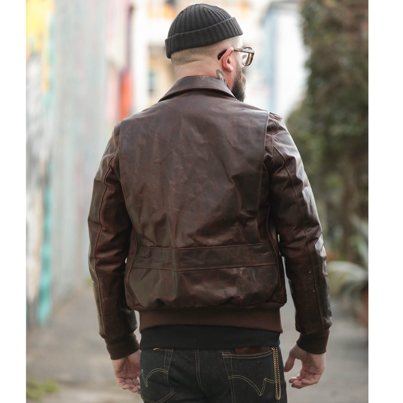 Schott Lightweight Cowhide Flight Jacket - Oiled Brown