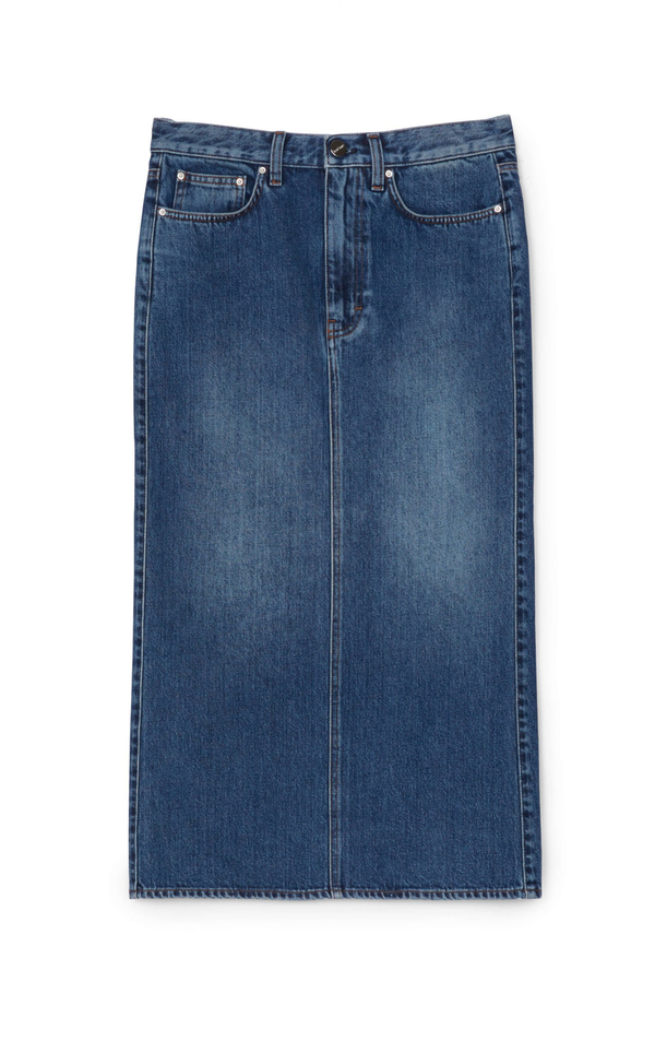 tight fitted denim skirt