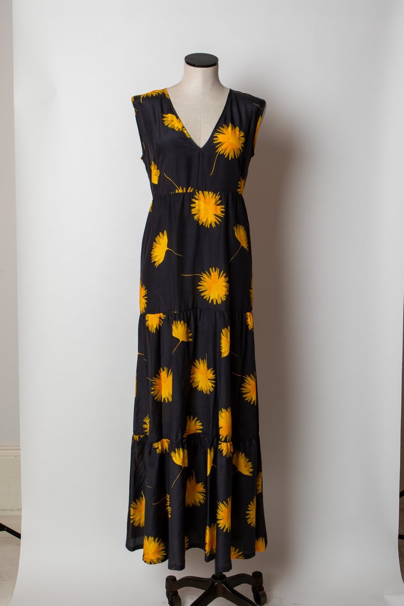 Laura Urbinati Orange Flower Dress Dark grey/marigold flowers