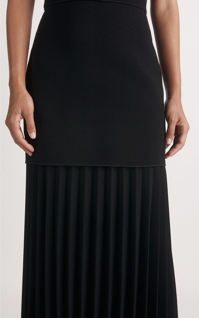 Dion Lee Linear Pleat V Neck Dress - Black