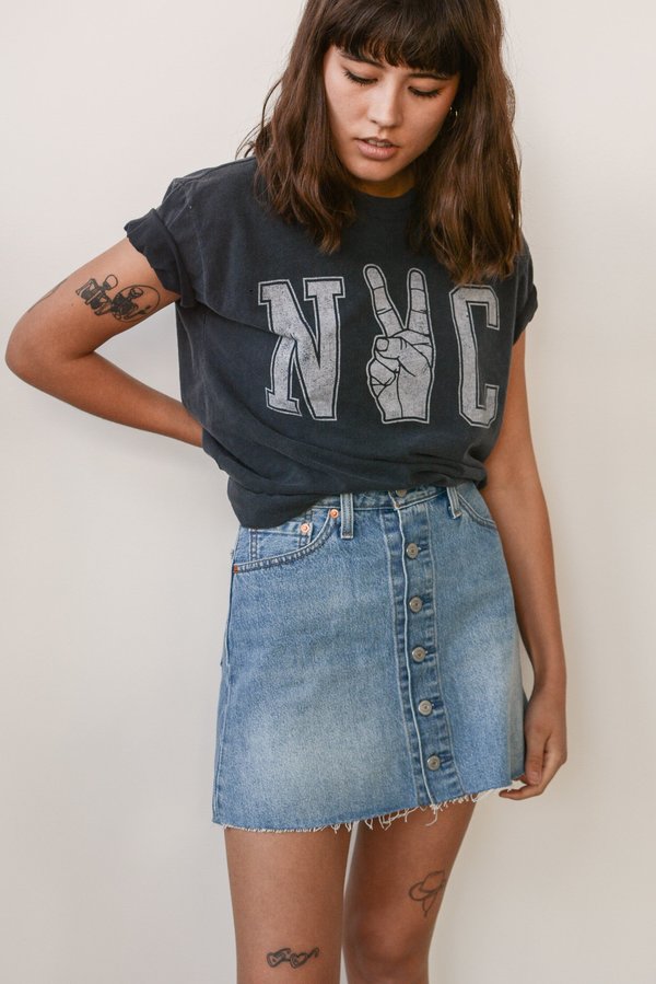 levi's button front mini skirt