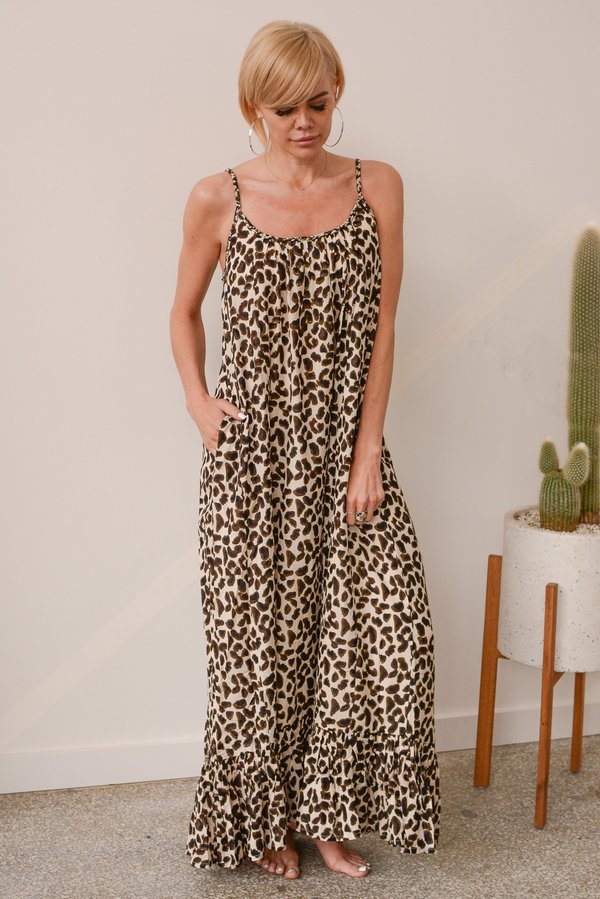 Vetiver Dance Away Sun Dress - Leopard Print Vetiver Dance Away Sun Dress - Leopard Print
