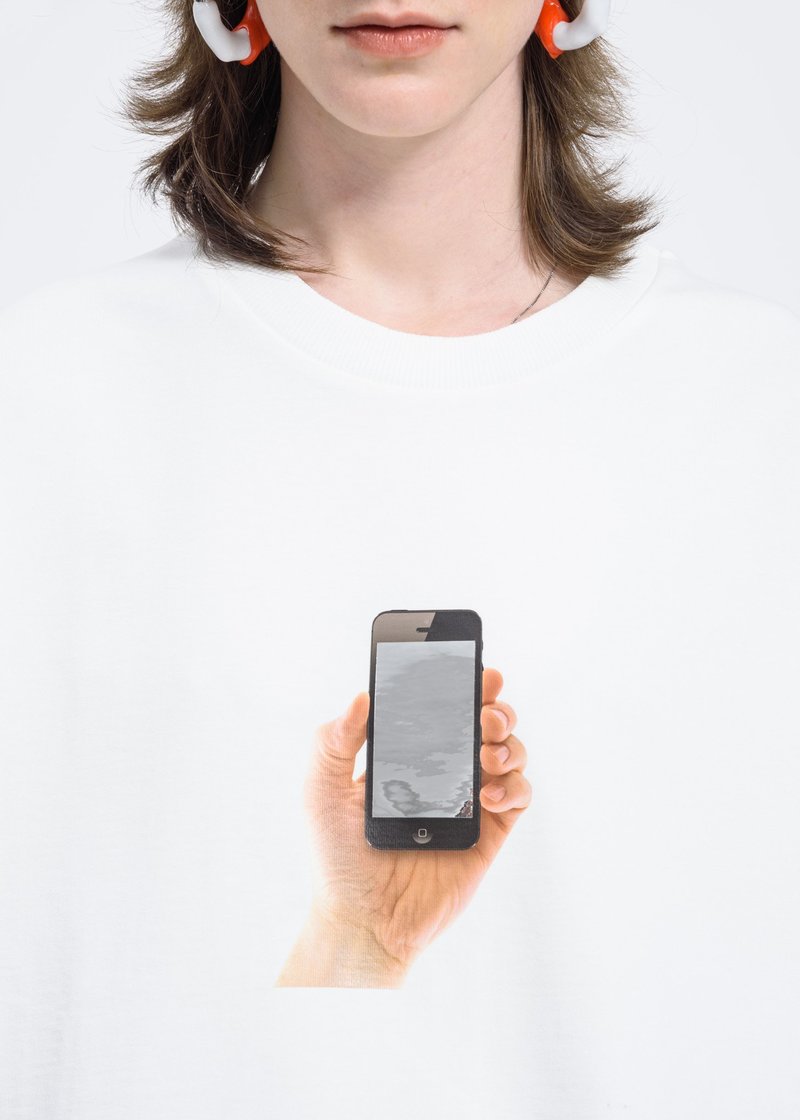 Sunnei Over T-Shirt with iPhone Print - White | Garmentory