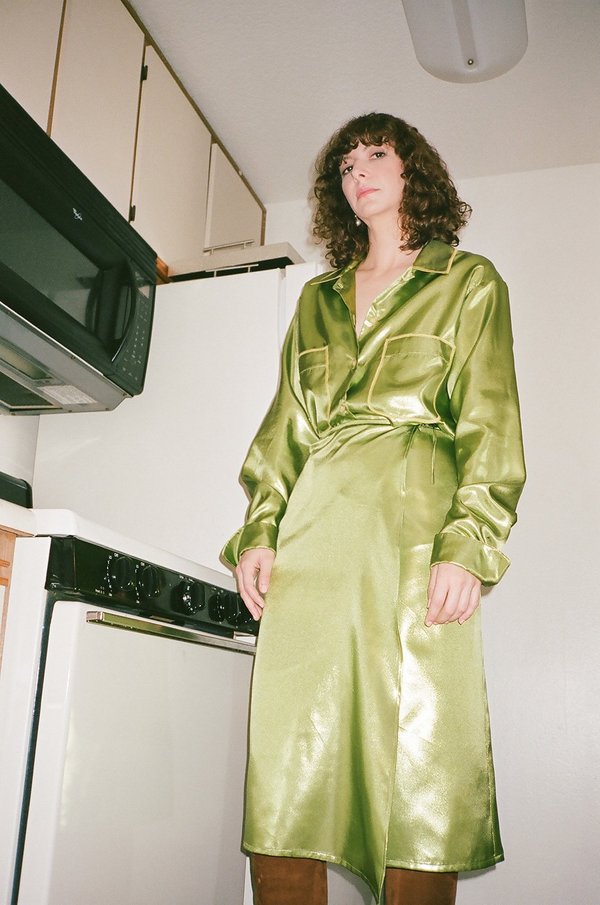 Index Series Iridescent Wrap Skirt - Candy Apple Metallic Green Index Series Iridescent Wrap Skirt - Candy Apple Metallic Green