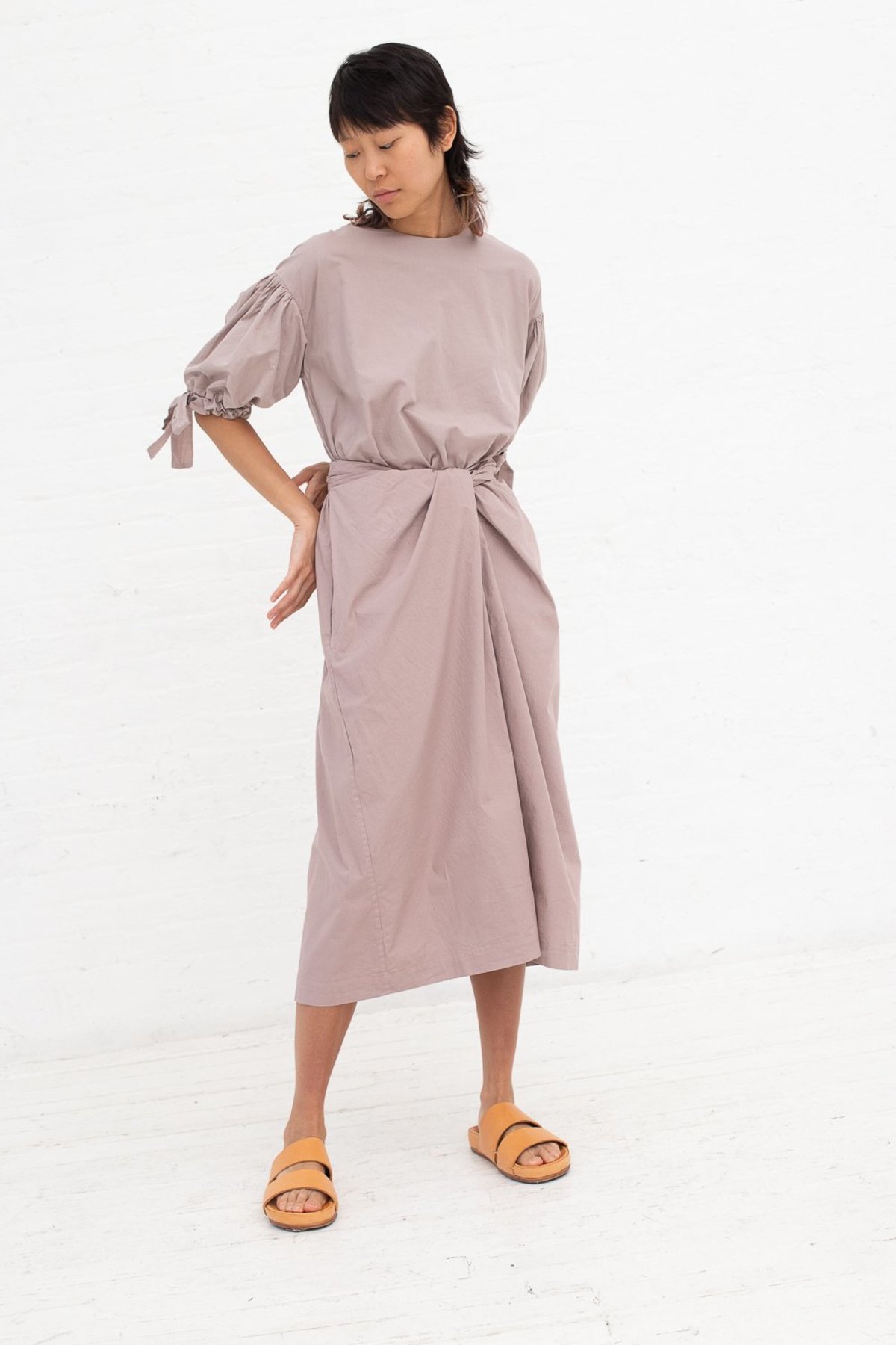 Cosmic Wonder Organic Cotton Wrapped Dress with Ribbon Sleeves - Amethyst | Garmentory Cosmic Wonder Organic Cotton Wrapped Dress with Ribbon Sleeves - Amethyst | Garmentory