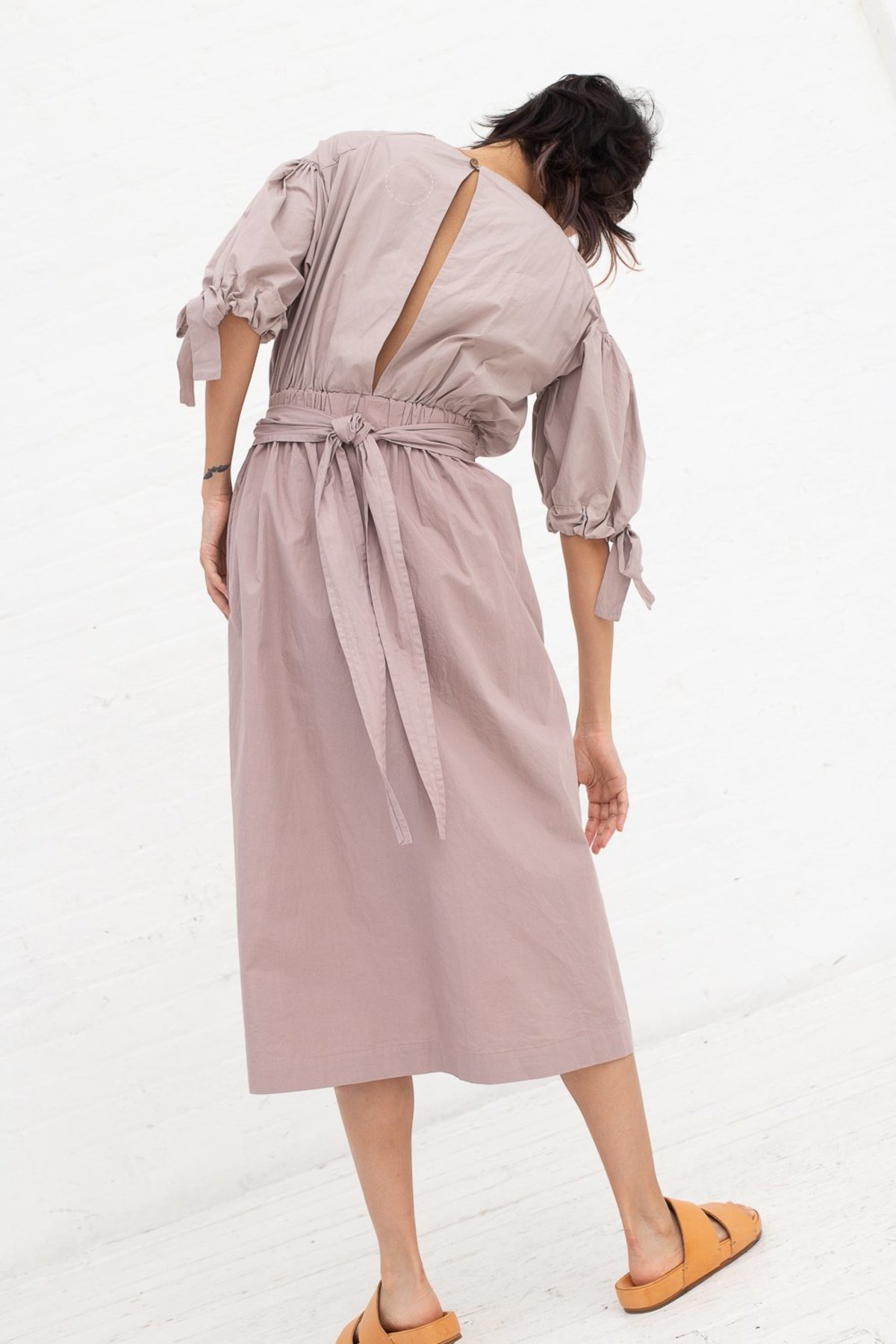 Cosmic Wonder Organic Cotton Wrapped Dress with Ribbon Sleeves - Amethyst |  Garmentory