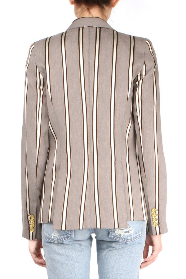 Smythe Peaked Label Blazer - Grey Ribbon Stripe Smythe Peaked Label Blazer - Grey Ribbon Stripe