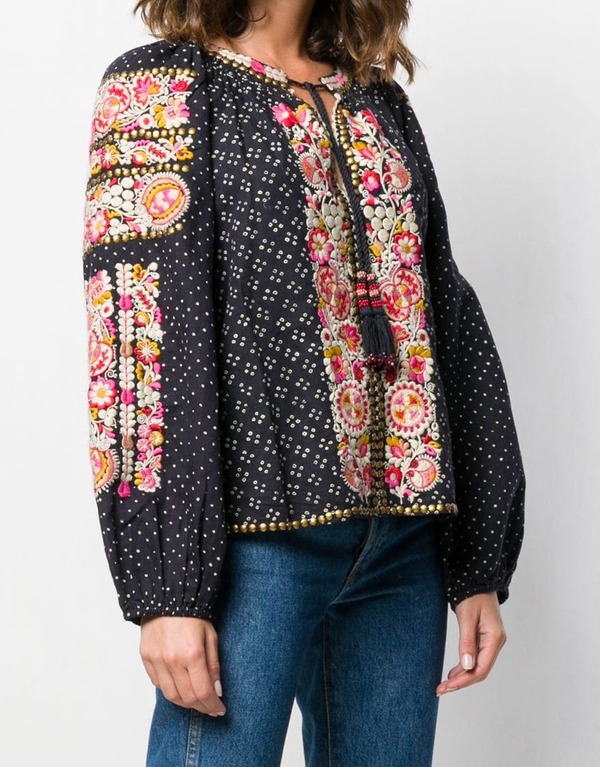 Ulla Johnson embroidered polka dot yara blouse - navy Ulla Johnson embroidered polka dot yara blouse - navy