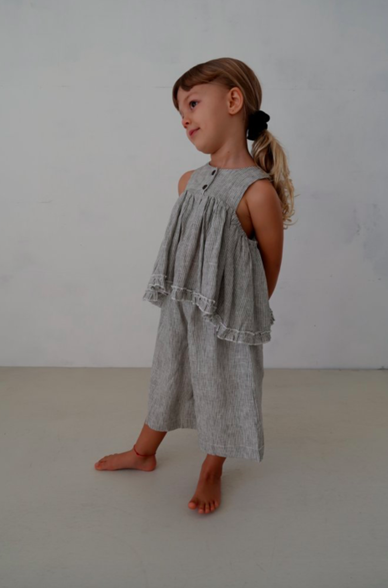 Kids House of Paloma Bijou Top - Olive Stripe | Garmentory