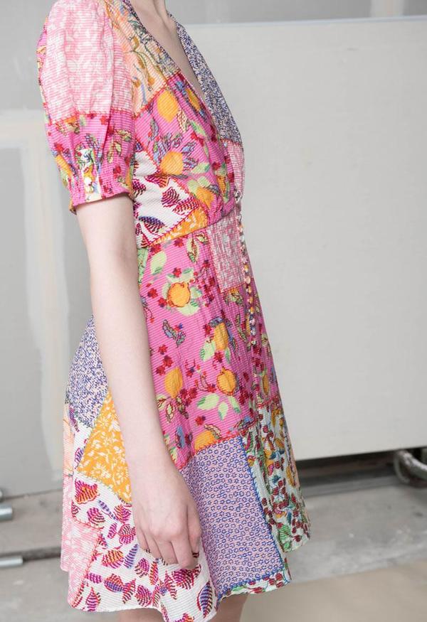 Saloni Lea Mini Dress - Patchwork Pattern