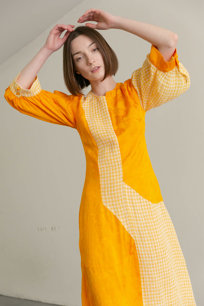 rejina pyo orange dress Silk Long Dress